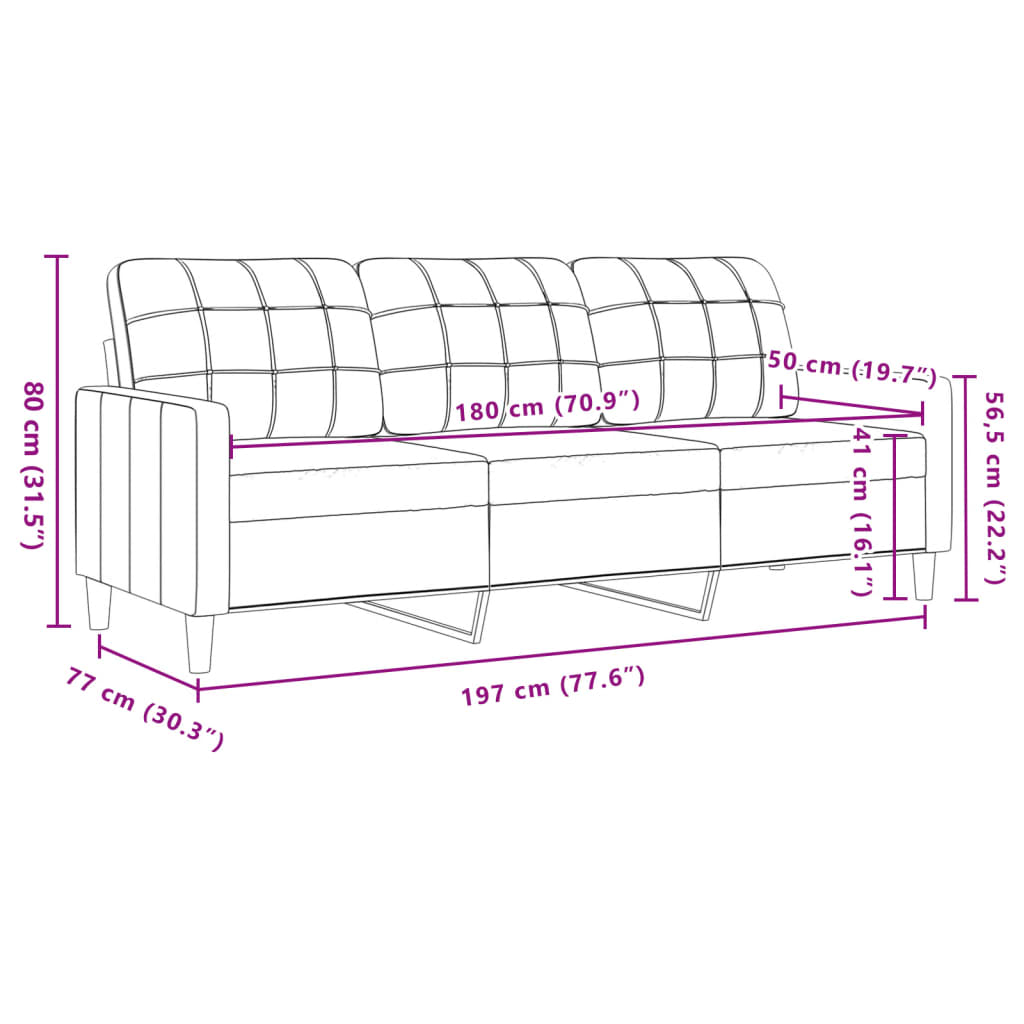 3-Sitzer-Sofa Gelb 180 cm Samt