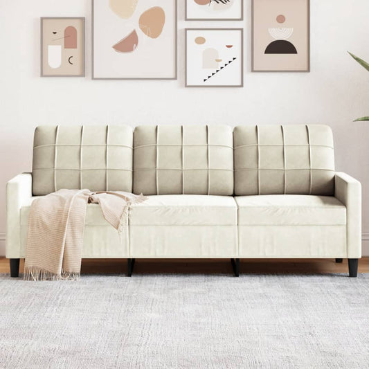 3-seater sofa cream 180 cm velvet
