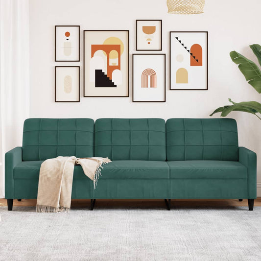 Canapé 3 places vert foncé 210 cm velours