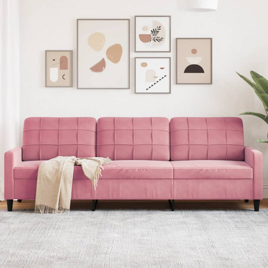 3-seater sofa pink 210 cm velvet