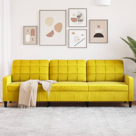 Canapé 3 places jaune 210 cm velours