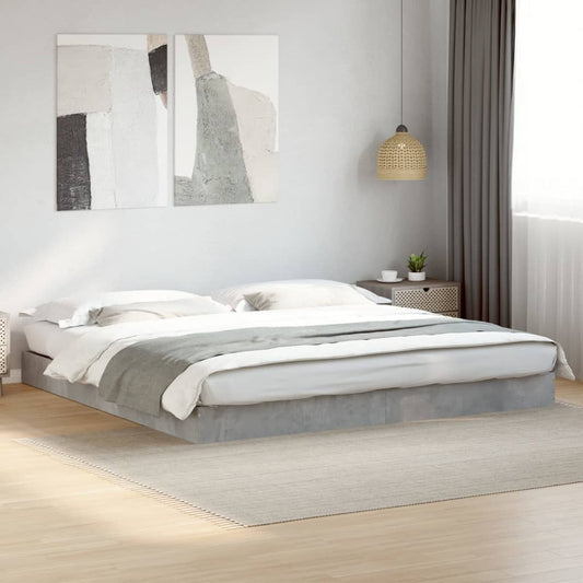 Bed frame concrete grey 180x200 cm wood material