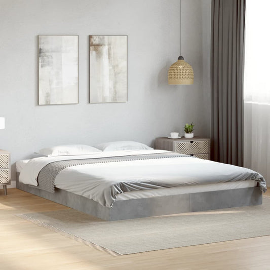 Bed frame concrete grey 160x200 cm wood material