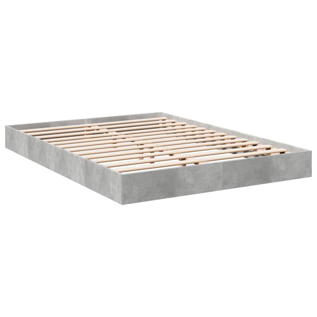 Bed frame concrete grey 140x200 cm wood material
