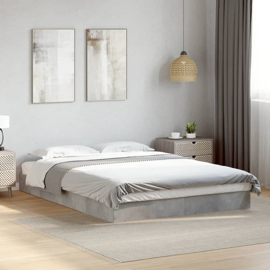 Bed frame concrete grey 140x200 cm wood material
