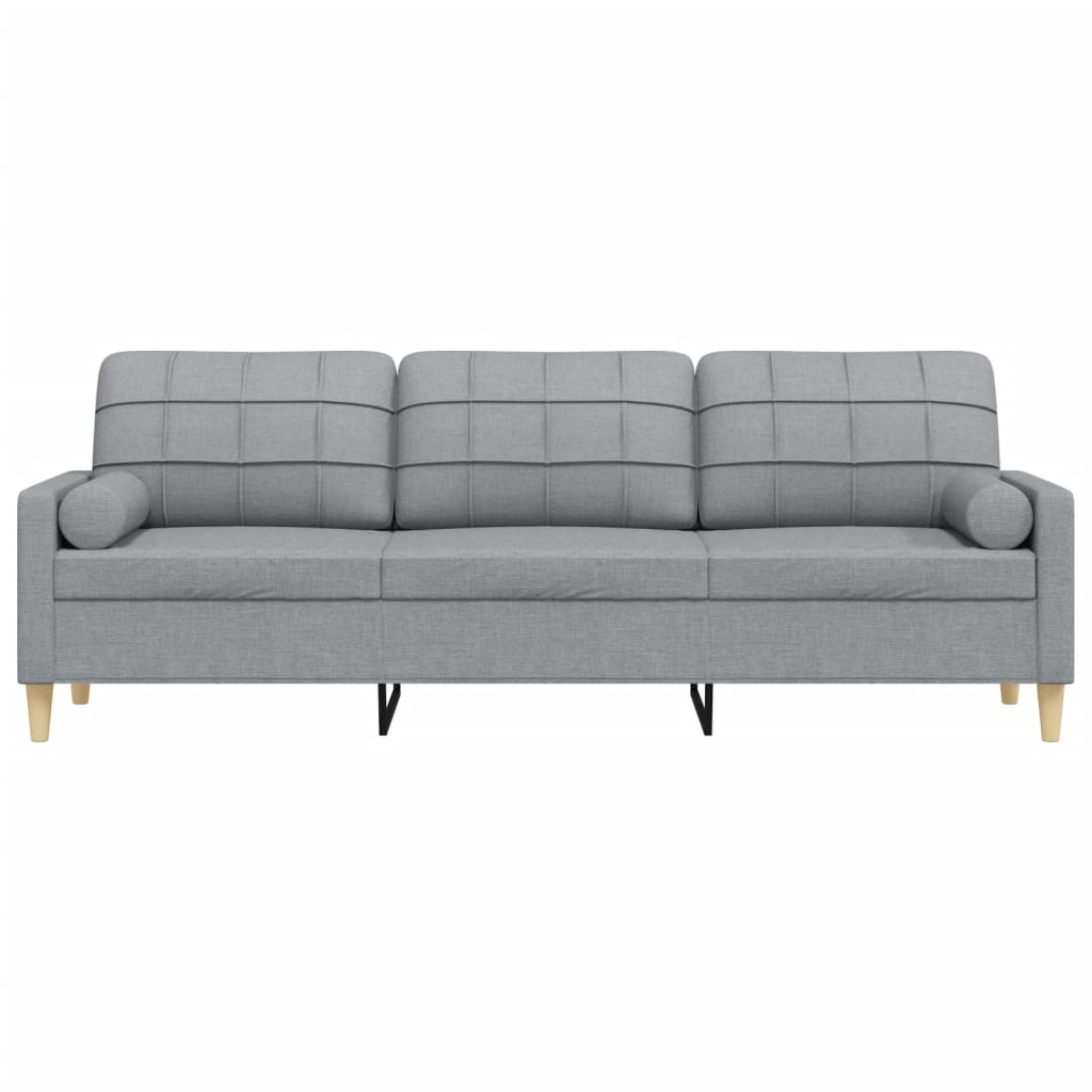 Sofa 3-Sitzer mit Zierkissen Hellgrau 210 cm Stoff