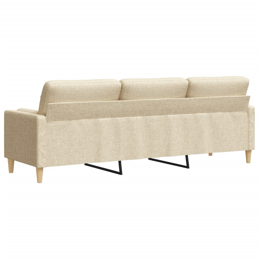 3-seater sofa with decorative cushions cream 210 cm fabric