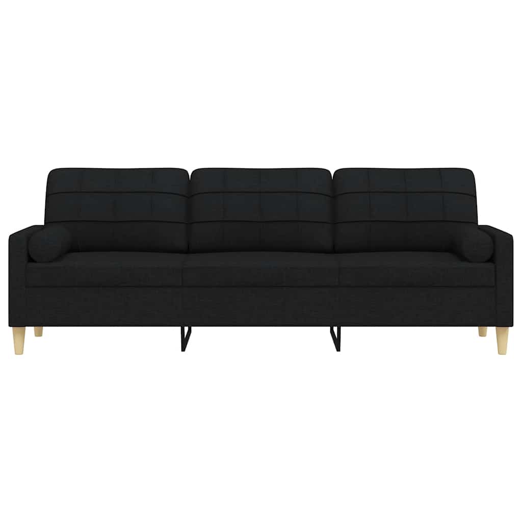 Sofa 3-Sitzer mit Zierkissen Schwarz 210 cm Stoff
