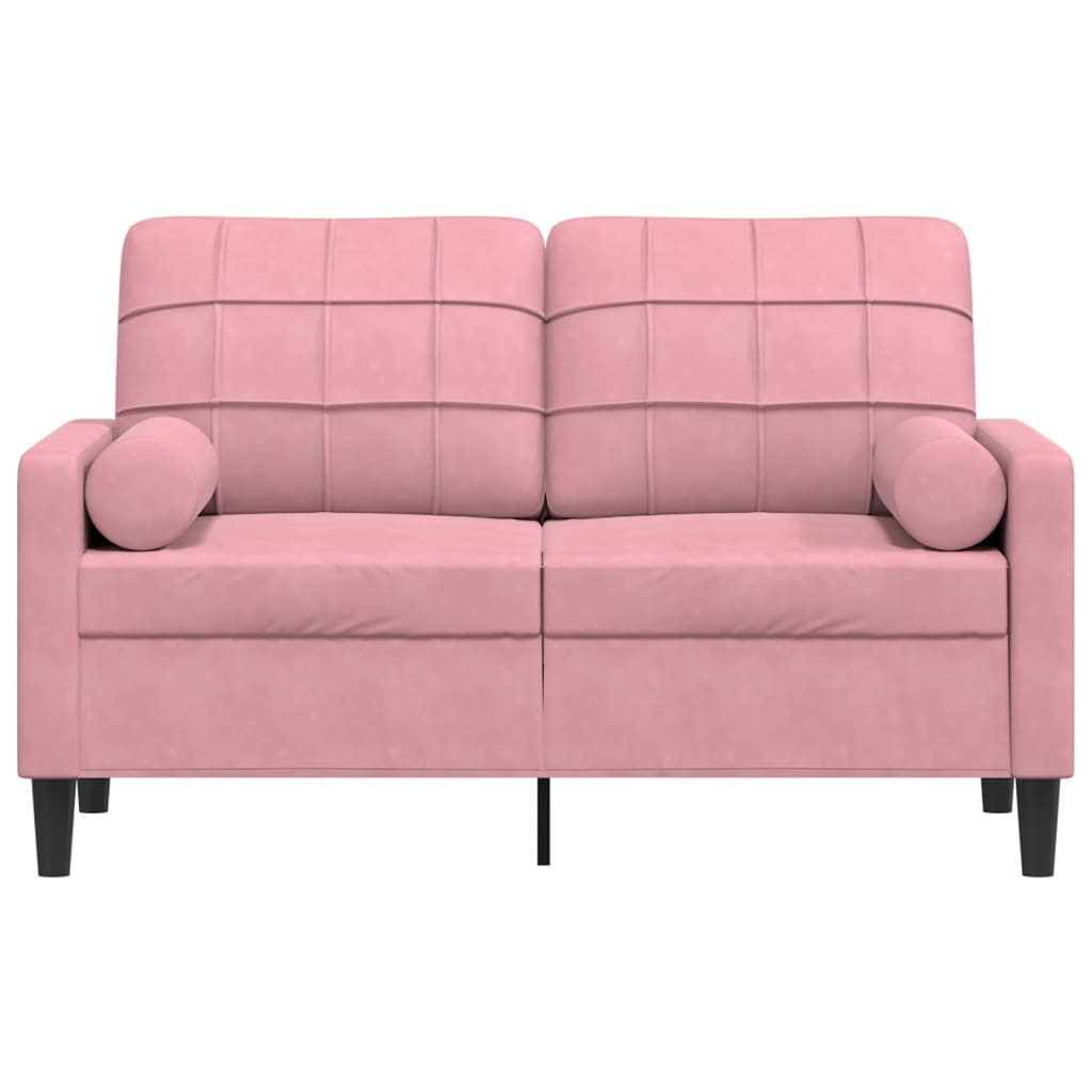 2-seater sofa with decorative cushions pink 120 cm velvet