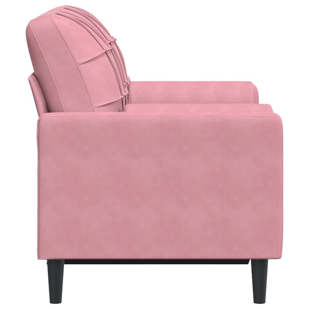 2-seater sofa with decorative cushions pink 120 cm velvet