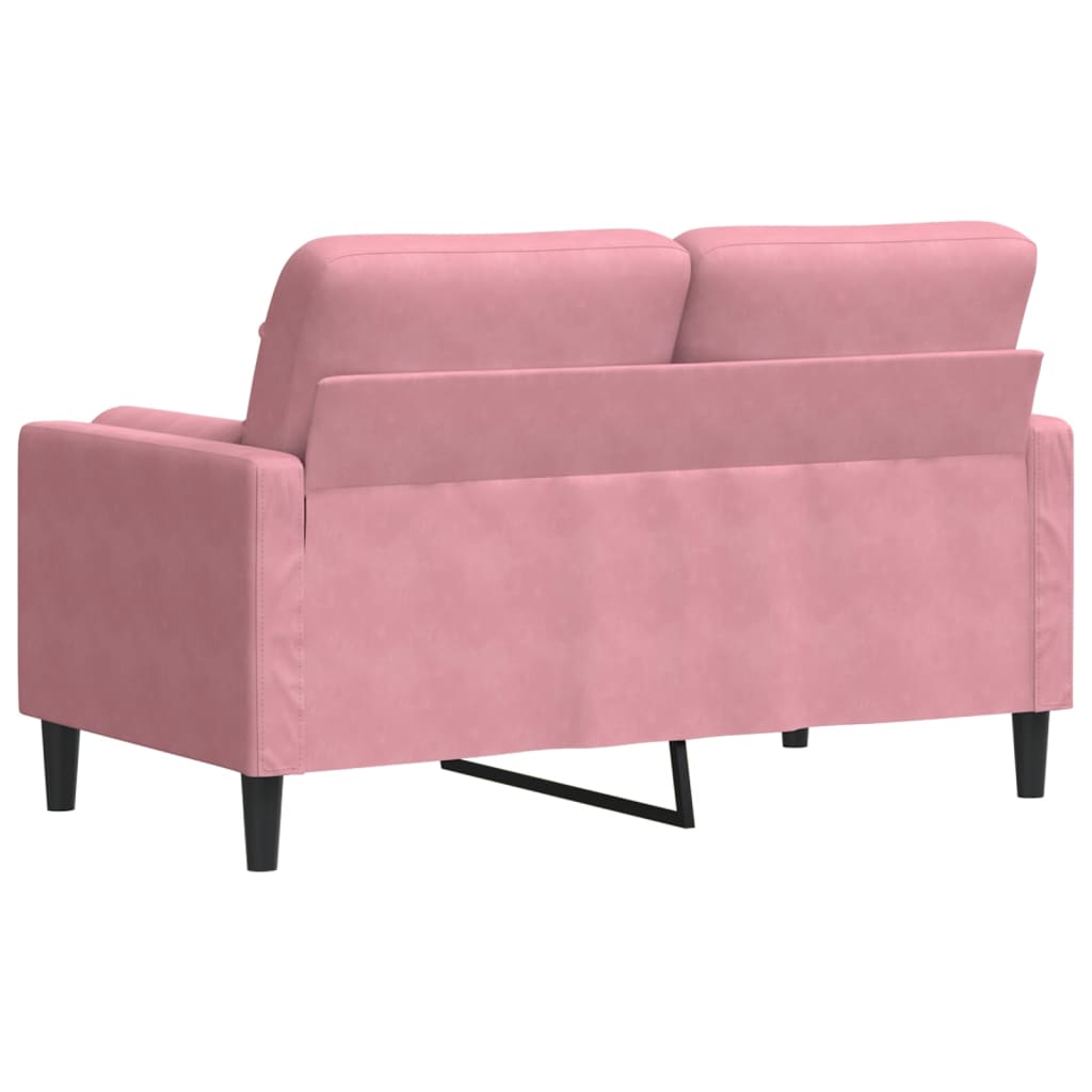 2-seater sofa with decorative cushions pink 120 cm velvet
