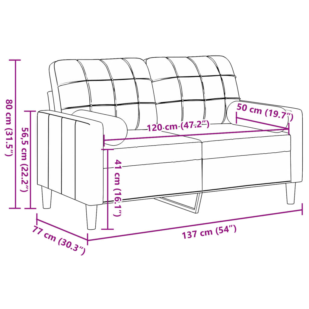 2-Sitzer-Sofa mit Zierkissen Rosa 120 cm Samt