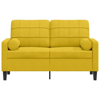 2-Sitzer-Sofa mit Zierkissen Gelb 120 cm Samt