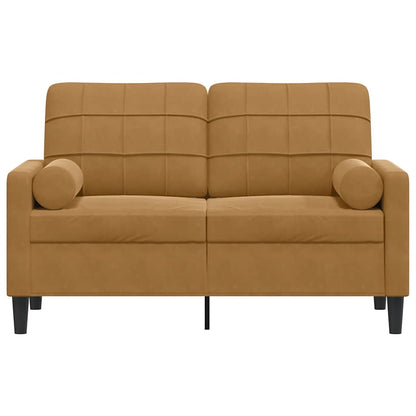 2-Sitzer-Sofa mit Zierkissen Braun 120 cm Samt