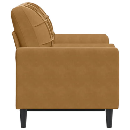 2-Sitzer-Sofa mit Zierkissen Braun 120 cm Samt