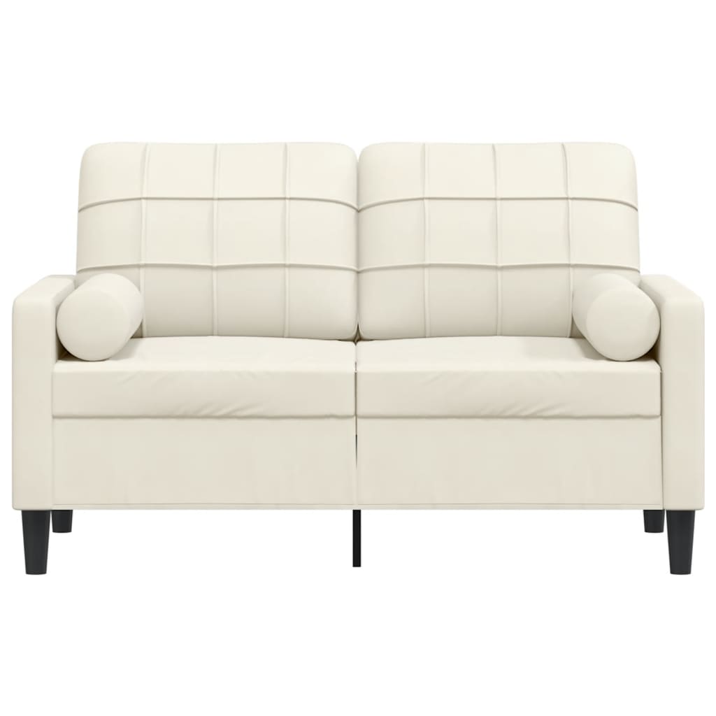 2-seater sofa with decorative cushions cream 120 cm velvet