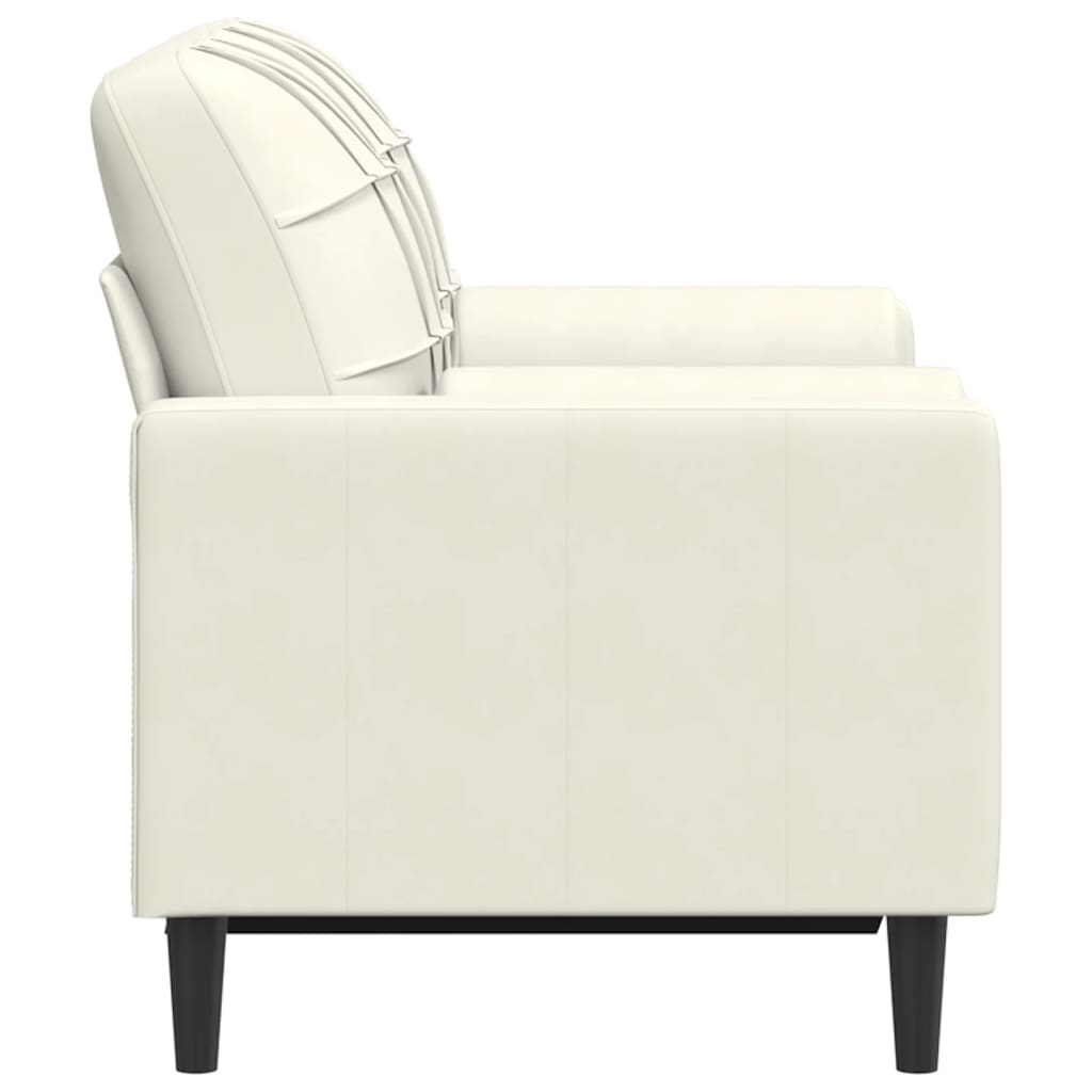 2-seater sofa with decorative cushions cream 120 cm velvet