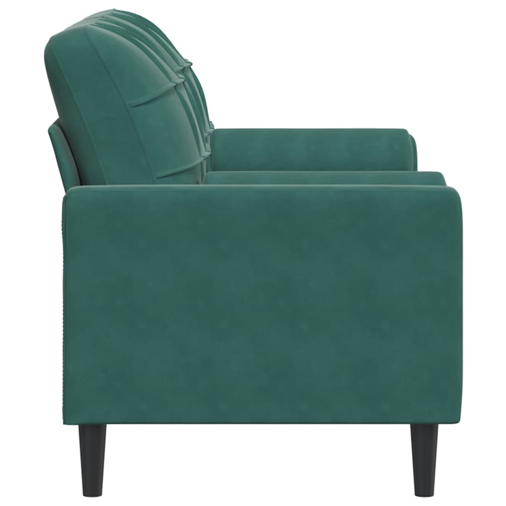2-seater sofa with decorative cushions dark green 140 cm velvet