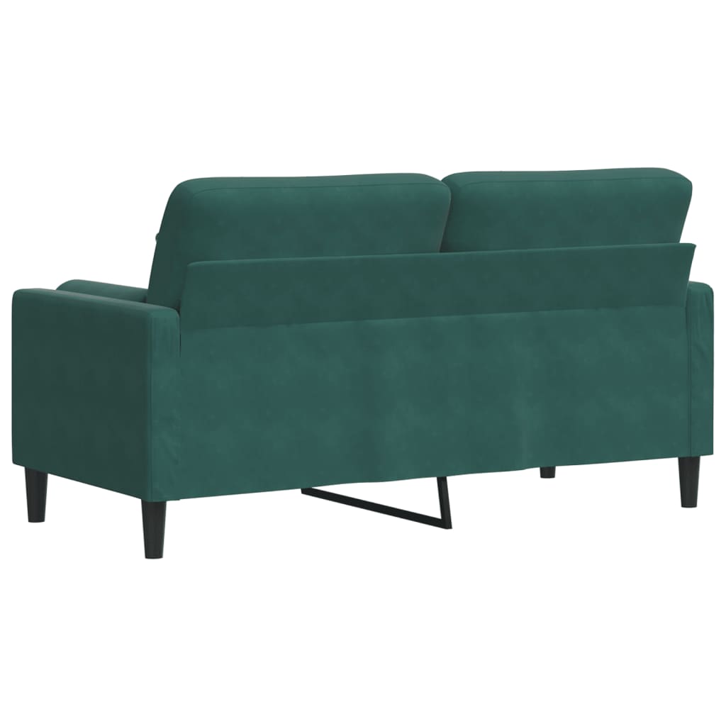 2-seater sofa with decorative cushions dark green 140 cm velvet