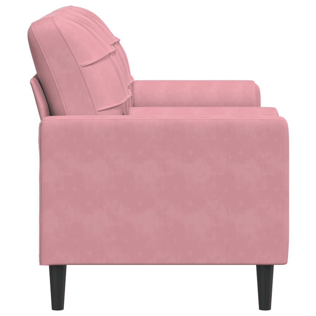 2-Sitzer-Sofa mit Zierkissen Rosa 140 cm Samt