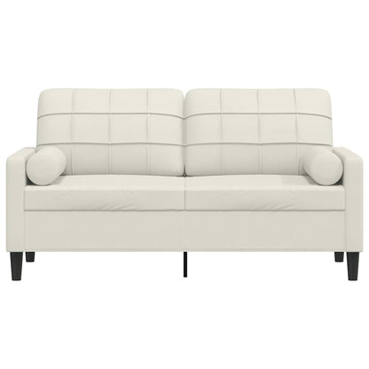 2-Sitzer-Sofa mit Zierkissen Creme 140 cm Samt