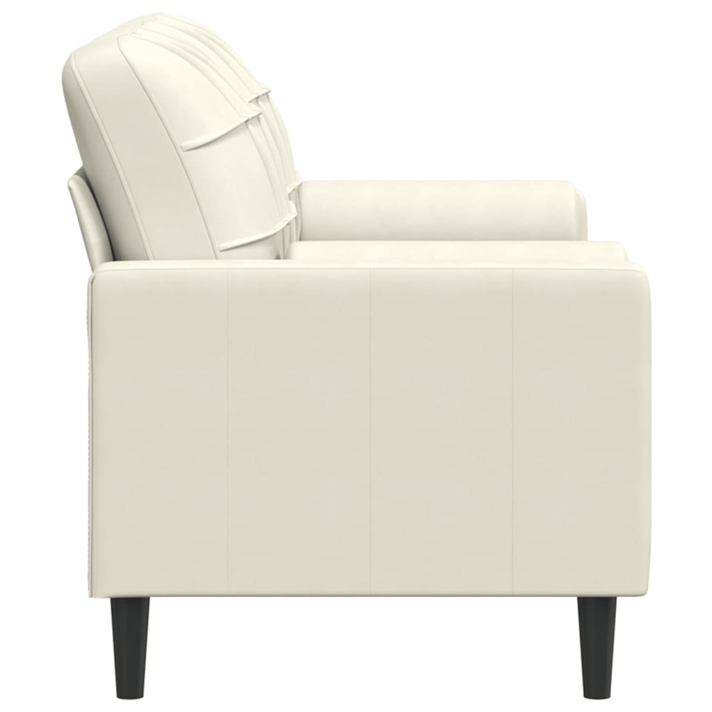 2-seater sofa with decorative cushions cream 140 cm velvet
