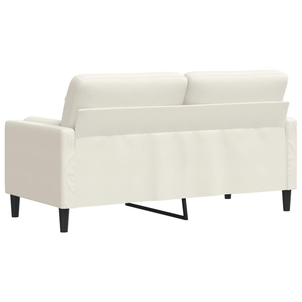 2-seater sofa with decorative cushions cream 140 cm velvet