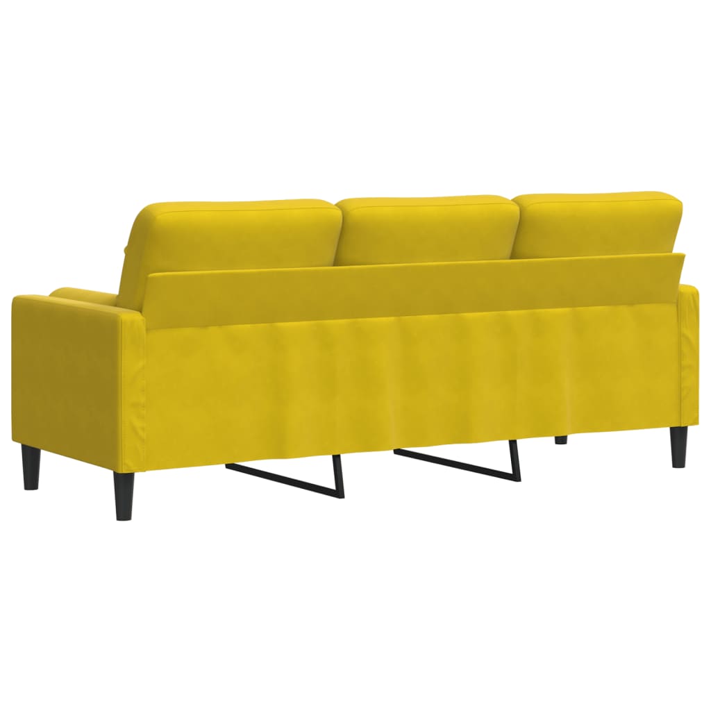 3-Sitzer-Sofa mit Zierkissen Gelb 180 cm Samt