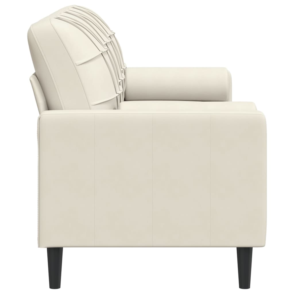 3-seater sofa with decorative cushions cream 180 cm velvet