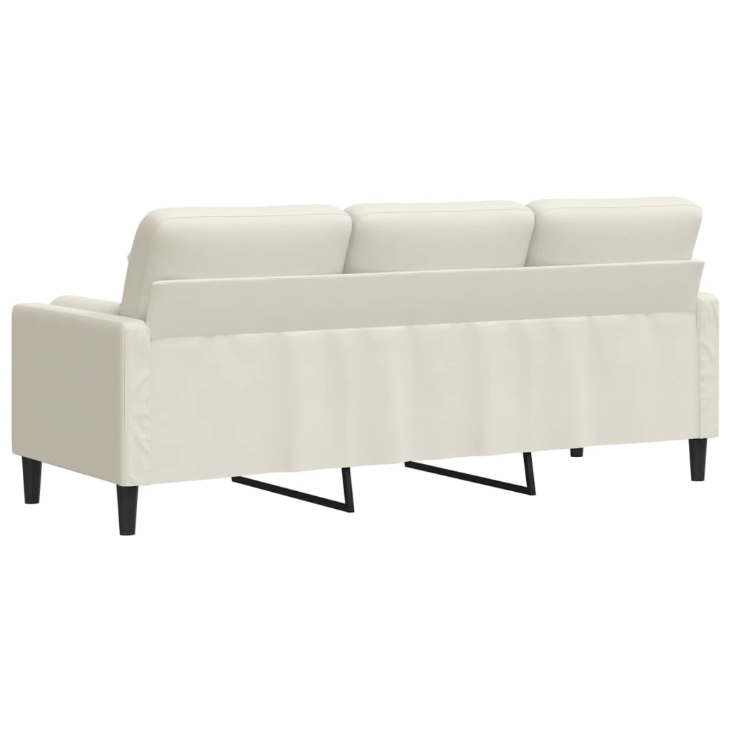 3-seater sofa with decorative cushions cream 180 cm velvet
