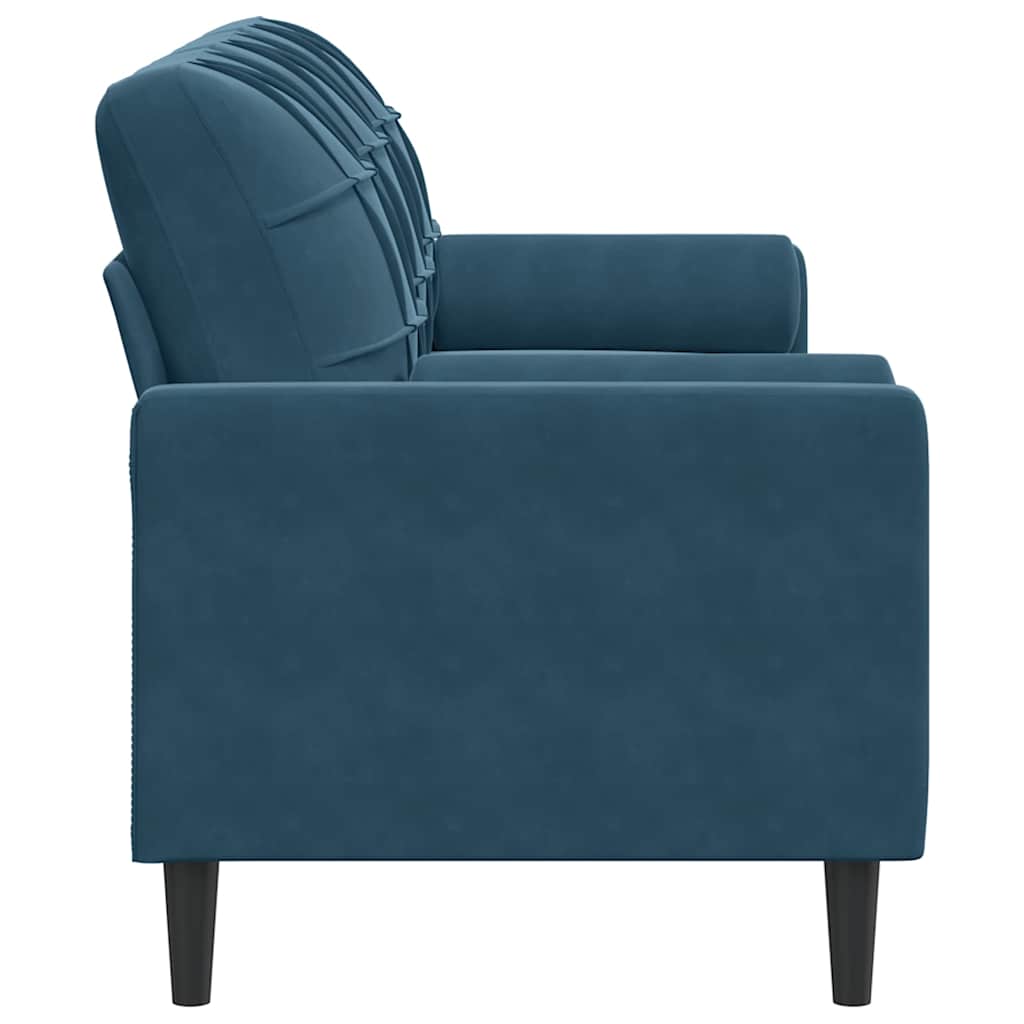 3-Sitzer-Sofa mit Zierkissen Blau 180 cm Samt