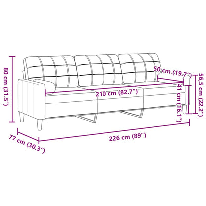 Sofa 3-Sitzer mit Zierkissen Weinrot 210 cm Samt