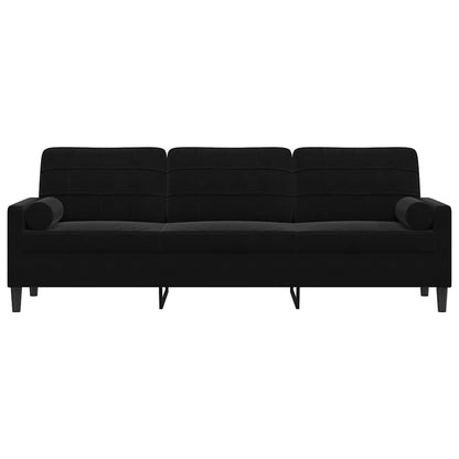 Sofa 3-Sitzer mit Zierkissen Schwarz 210 cm Samt