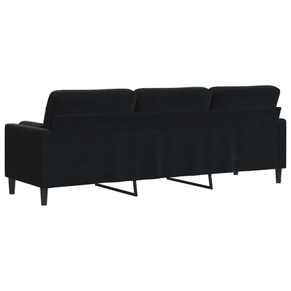 Sofa 3-Sitzer mit Zierkissen Schwarz 210 cm Samt