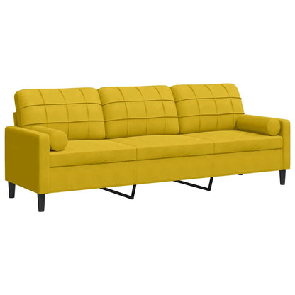 Sofa 3-Sitzer mit Zierkissen Gelb 210 cm Samt