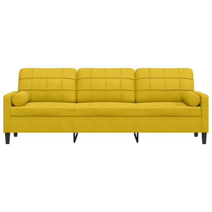 Sofa 3-Sitzer mit Zierkissen Gelb 210 cm Samt