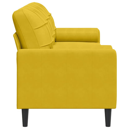 Sofa 3-Sitzer mit Zierkissen Gelb 210 cm Samt
