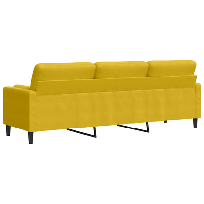 Sofa 3-Sitzer mit Zierkissen Gelb 210 cm Samt