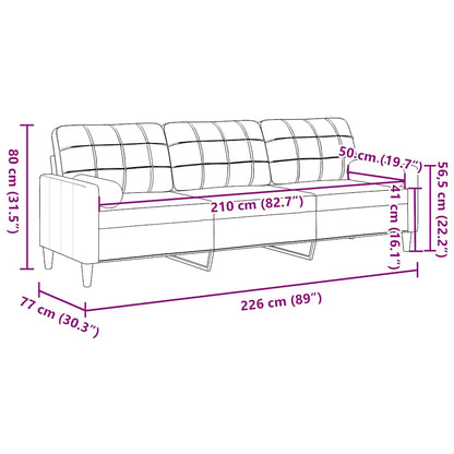 Sofa 3-Sitzer mit Zierkissen Gelb 210 cm Samt