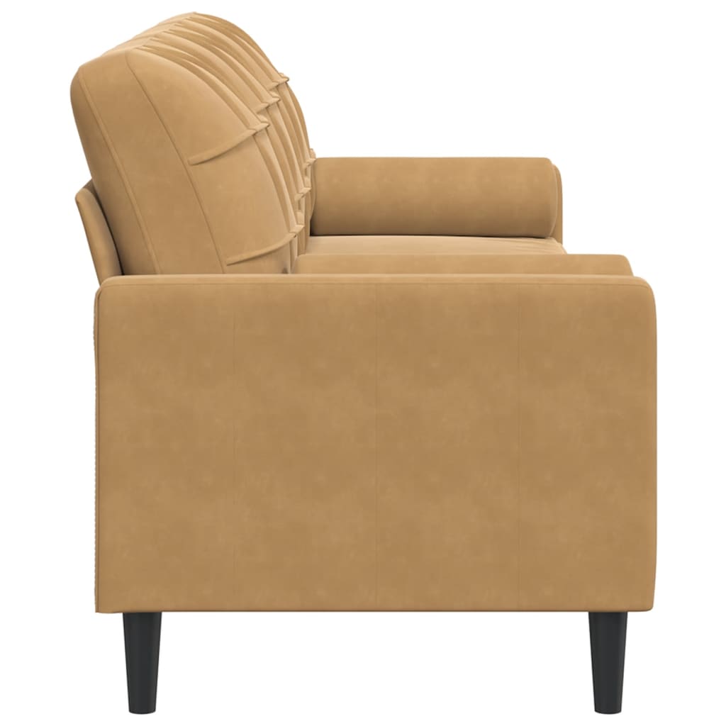 Sofa 3-Sitzer mit Zierkissen Braun 210 cm Samt