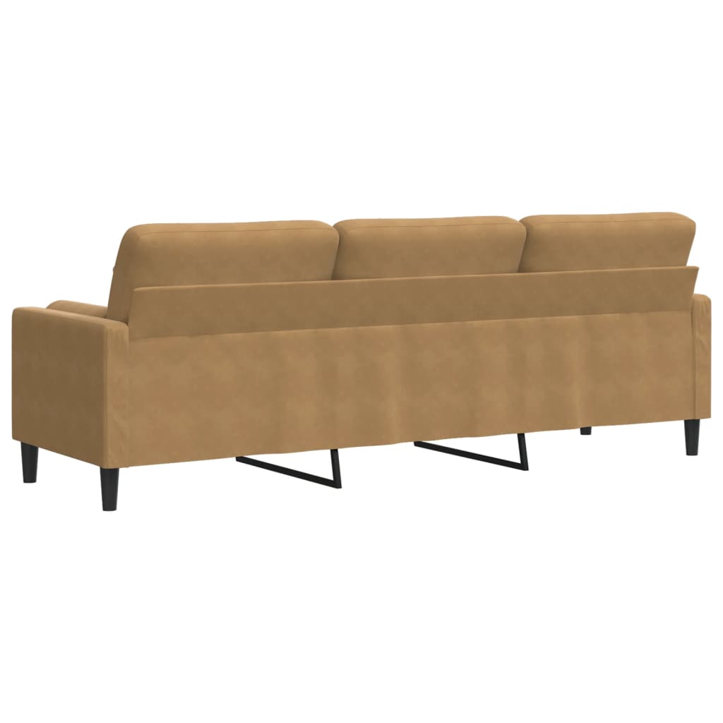 Sofa 3-Sitzer mit Zierkissen Braun 210 cm Samt