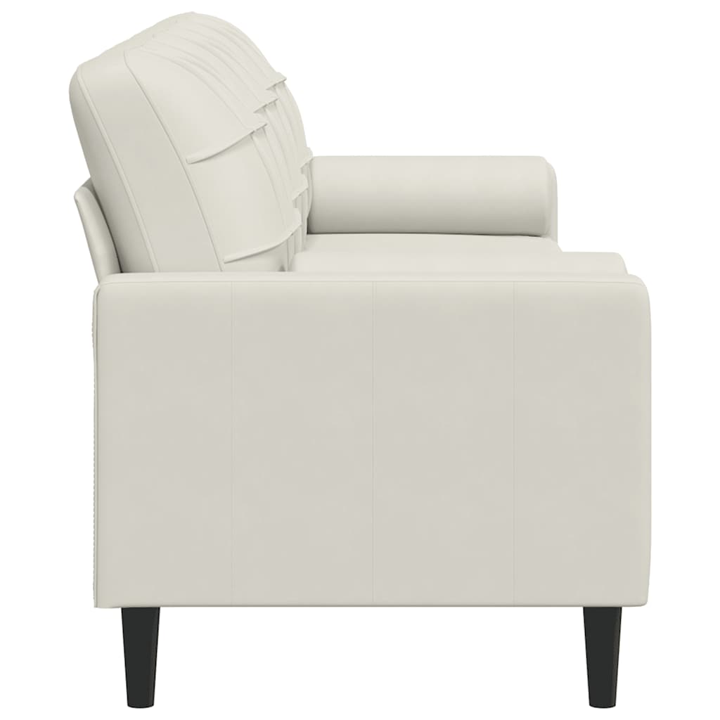 Sofa 3-Sitzer mit Zierkissen Creme 210 cm Samt