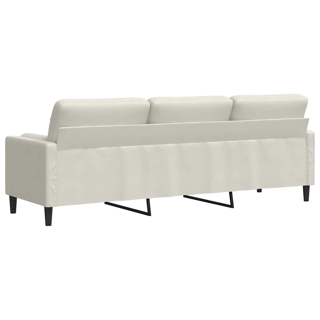 Sofa 3-Sitzer mit Zierkissen Creme 210 cm Samt
