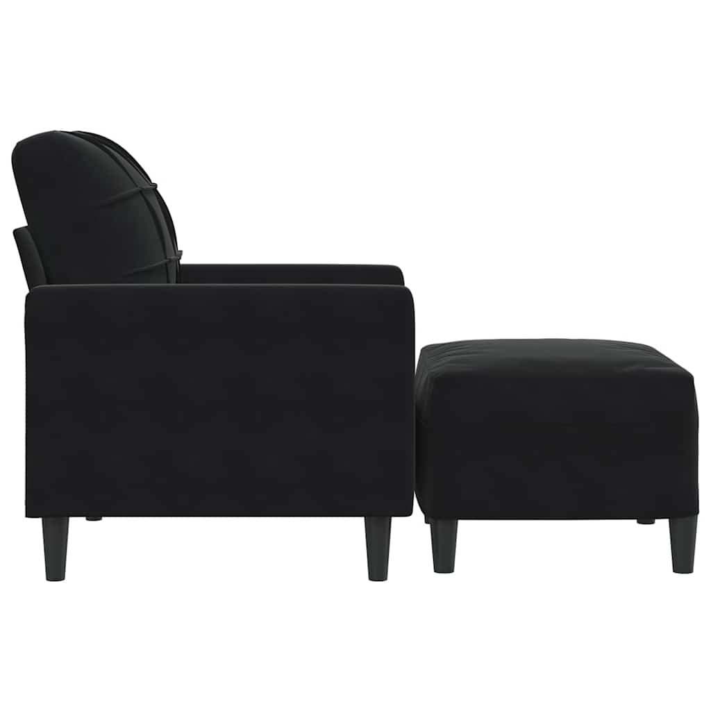 Sessel mit Hocker Schwarz 60 cm Samt