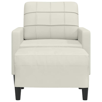 Sessel mit Hocker Creme 60 cm Samt