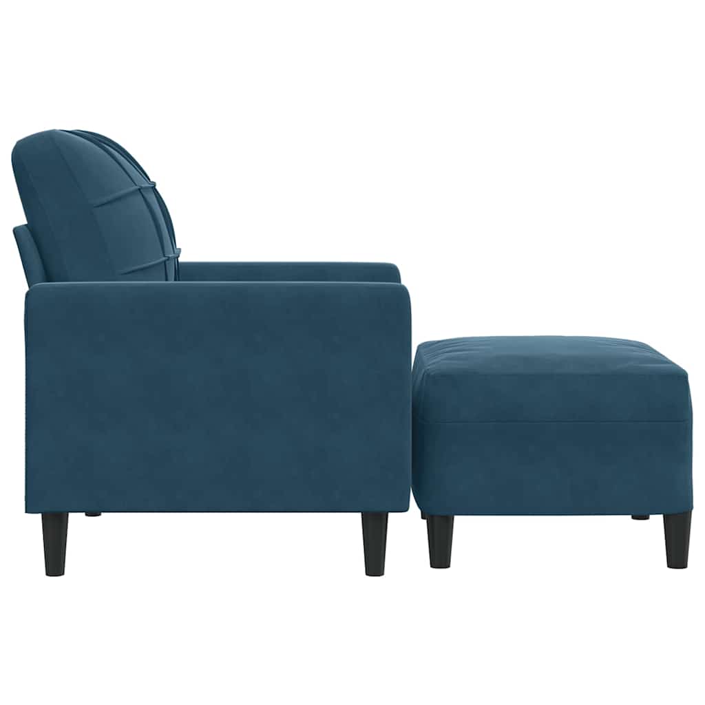 Sessel mit Hocker Blau 60 cm Samt
