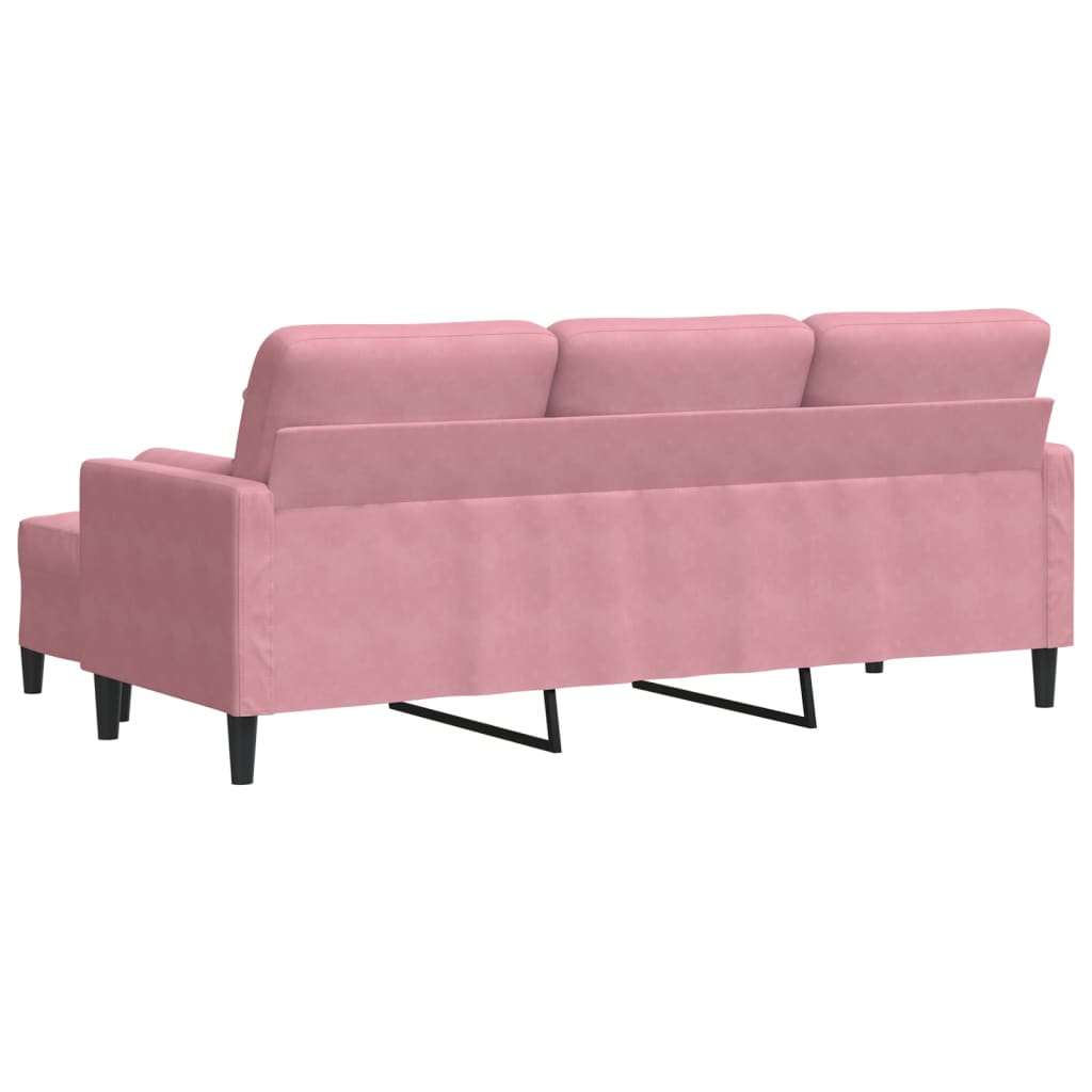 3-Sitzer-Sofa mit Hocker Rosa 180 cm Samt
