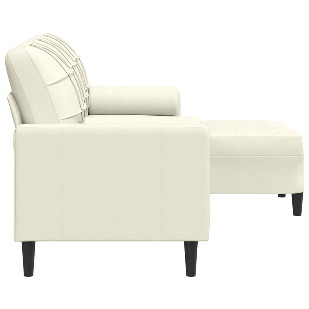 3-Sitzer-Sofa mit Hocker Creme 180 cm Samt