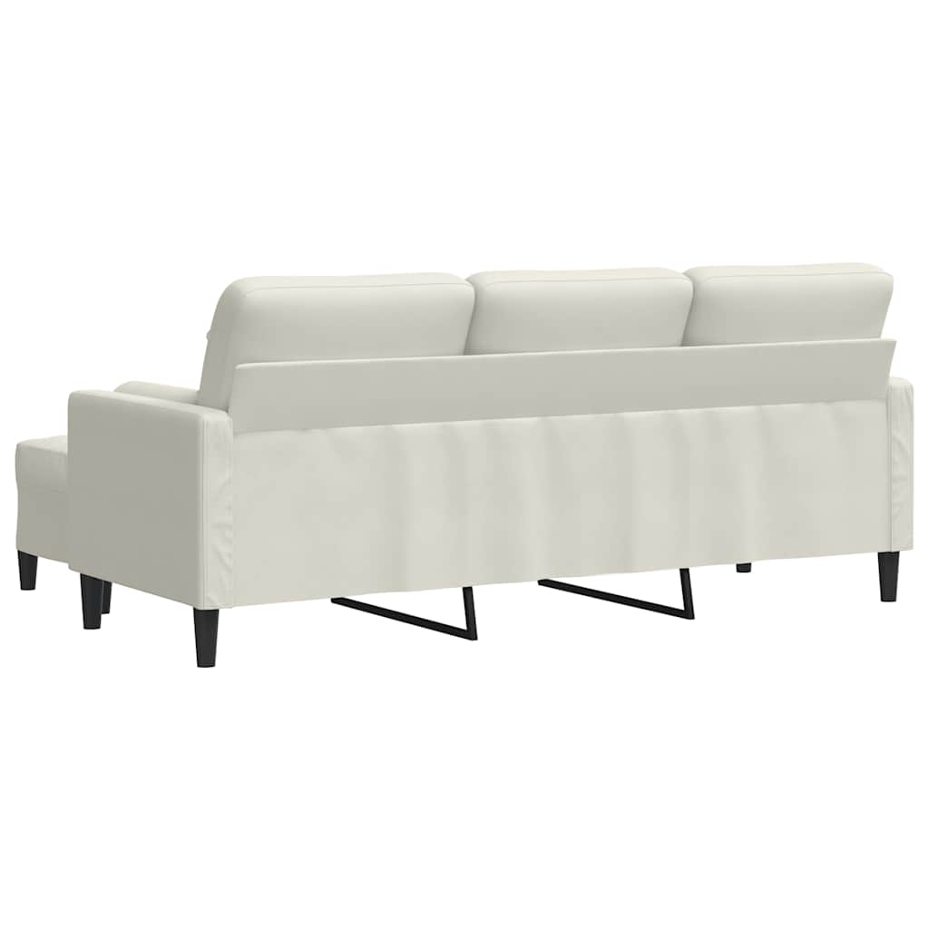 3-Sitzer-Sofa mit Hocker Creme 180 cm Samt
