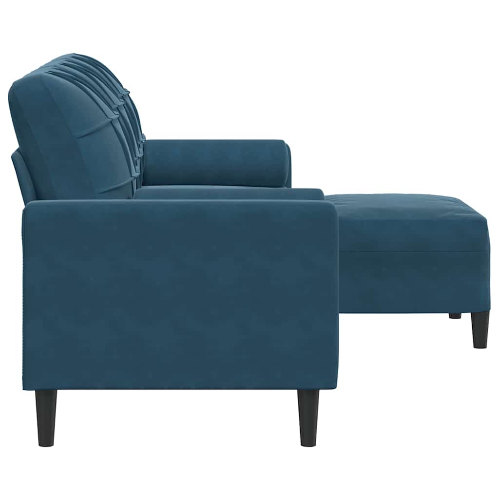 3-Sitzer-Sofa mit Hocker Blau 180 cm Samt